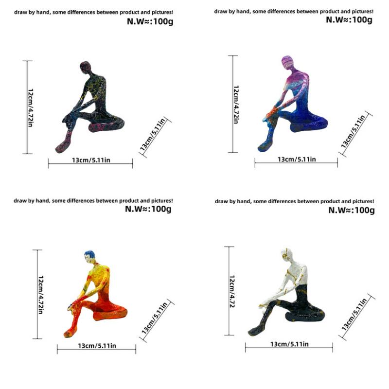 Abstract Yoga Figure Statues Colorful Graffiti Art Figurine Modern Style Home Living Room Desktop Wine Cabinets Resin Ornaments