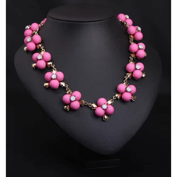 Короткое ожерелье с матовыми бусинами и цветочным бриллиантом в виде ключицы в стиле ретро для женщин