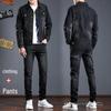 Мужской джинсовый костюм приталенного кроя - Новый корейский стиль, комплект из куртки и брюк для весны/осени
