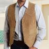 Men Vest Coat Collarless V-Neck Sleeveless Single Breasted Solid Color Waistcoat with Pockets Old West Style Waistcoat Formal Business Suit Jacket
