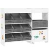 Kids Toy Storage Unit with 11 Bins, Cabinet, Top Shelves, 3 Stickers, for Nursery, Playroom, White