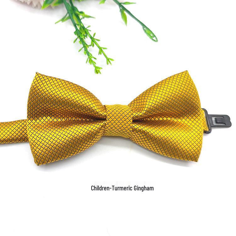 Children's Solid Black Plaid Bow Tie - School Uniform & Costume Accessory