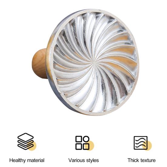 Пресс-форма для тиснения печенья, круглая металлическая форма для пресса для печенья с деревянной ручкой, штамп для тиснения печенья, инструмент для самостоятельной выпечки