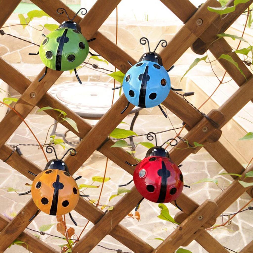 4x Garden Ladybug Wall Ornaments Sculptures Crafts Collectible Artwork Hanging Decor Art