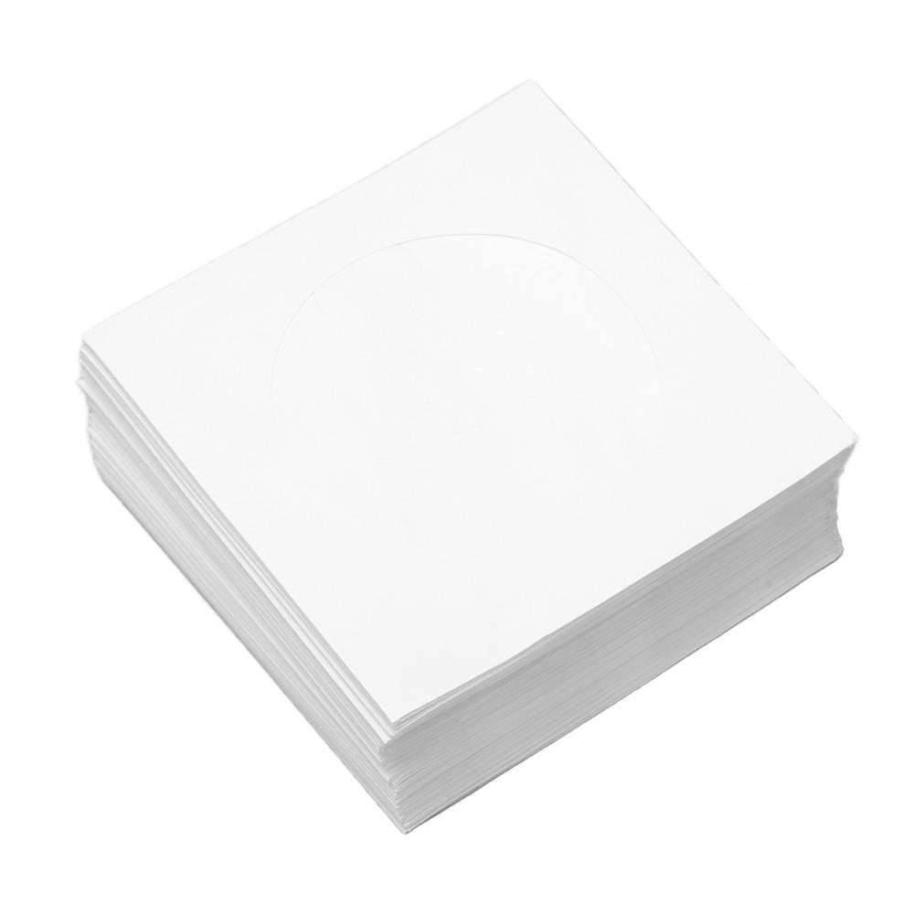 100PCS Practical Clear Window CD Sleeves Flap Design Reusable DVD Sleeves Disc Sleeves Office Organization