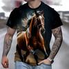 Fashion Men's T-Shirt 3d Horse Print Quick Dry Short Sleeve Tees Summer Casual Man Clothing Tops Loose Oversized T-Shirt For Men