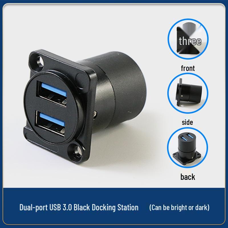 Type-D USB Wall Socket Mount: Dual Port Solderless Pass-through Adapter