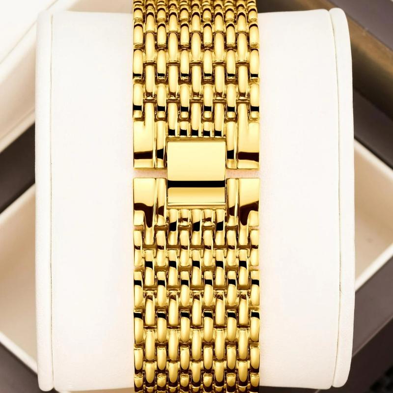 Classic Gold Plated Women's Watch Roman Numeral Dial Oval Shape Textured Bezel Alloy Band Business Casual Wristwatch