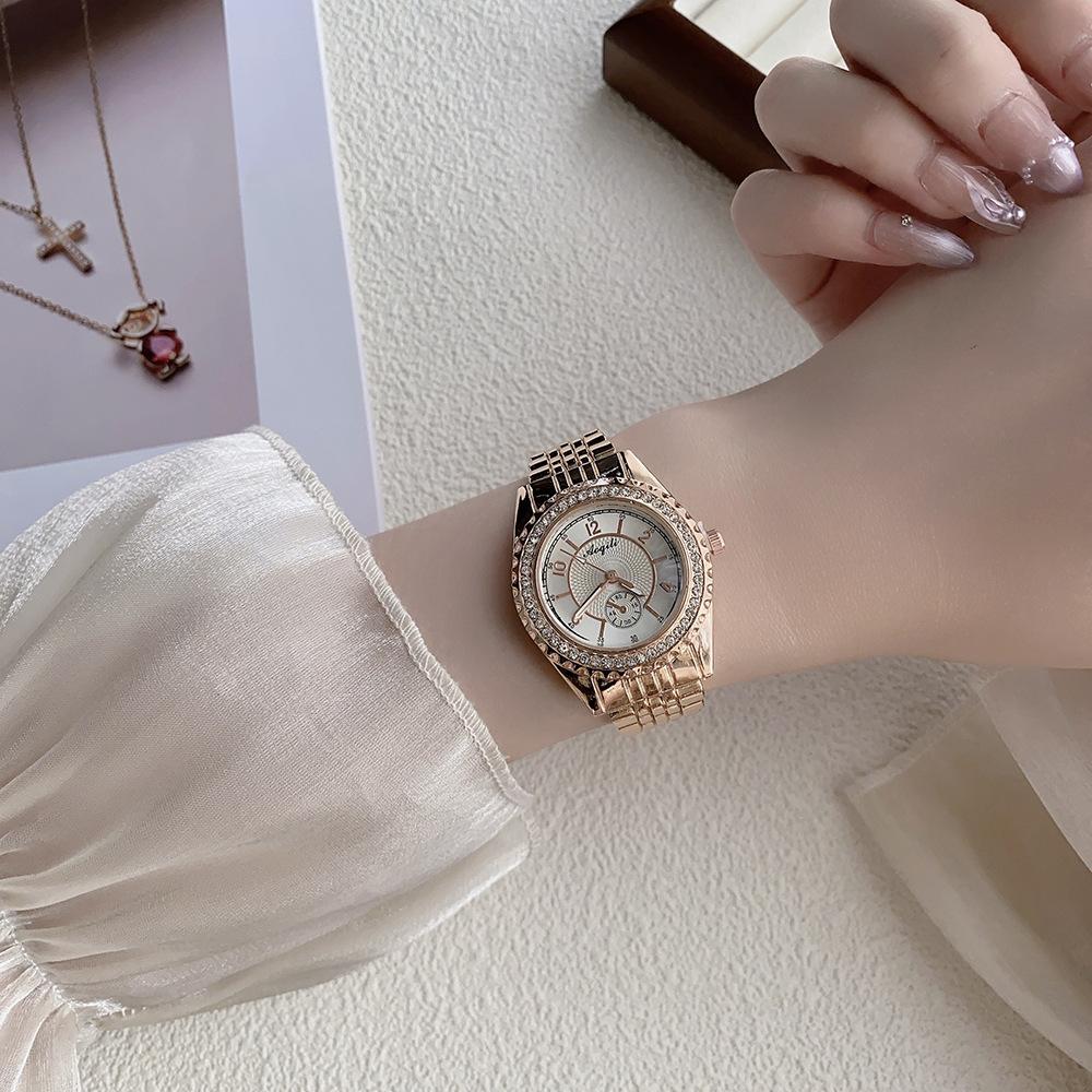 Gold Silver Steel Belt Diamond-encrusted High-end Women's Watch Simple Scale Alloy Rhinestone Quartz Watch Batch Watch
