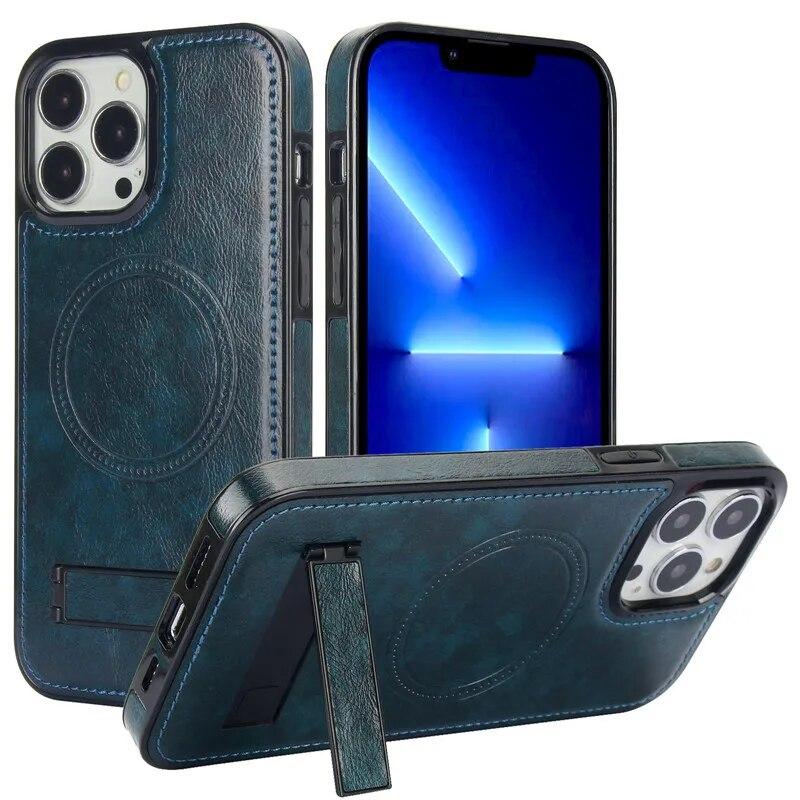 Кожаный чехол для телефона с беспроводной зарядкой для iPhone 15 Pro Max 14 Plus 13 Mini 12 11 X XS XR для Samsung Galaxy S24 Ultra S23 S23 FE S22 с откидной крышкой-держателем