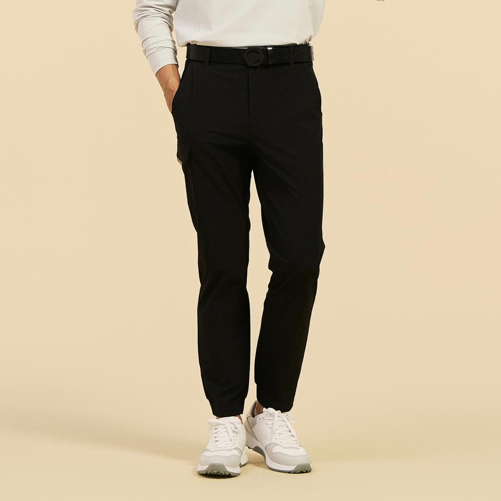 CHALLENGER Men'S Nylon Stretch One-Pocket Cargo Semi-Jogger Pants Black