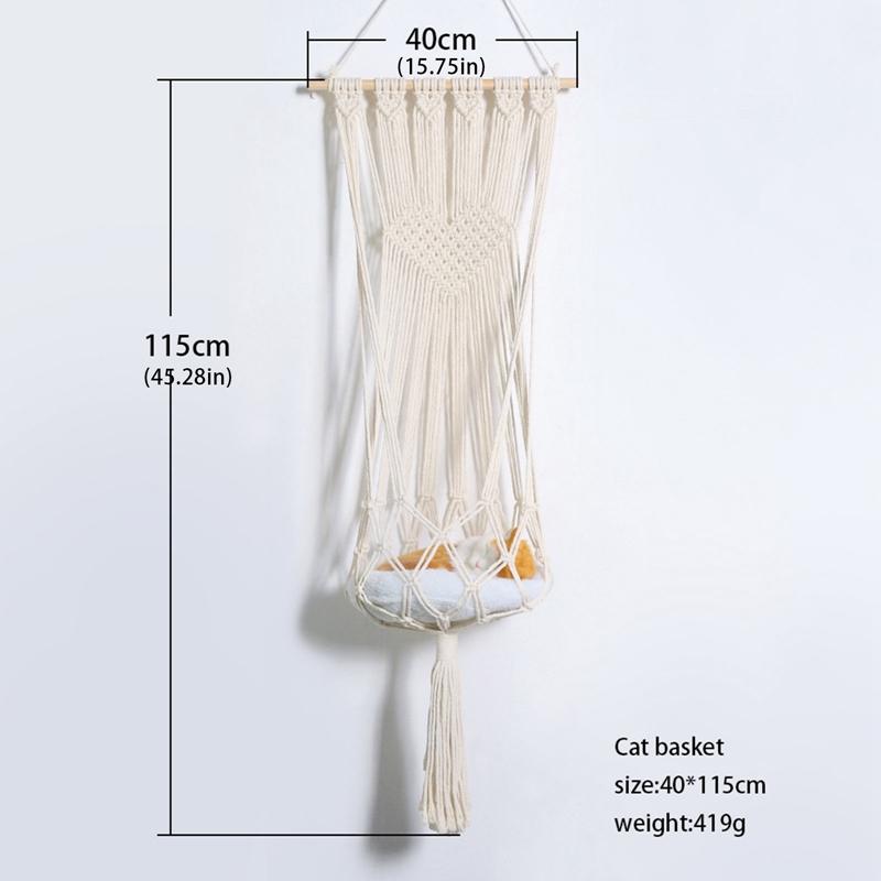 Большой гамак для кошек в стиле макраме, подвесные качели для кошек и собак, корзина для домашних животных, аксессуары для кошек, домик для кошек и щенков, подарок