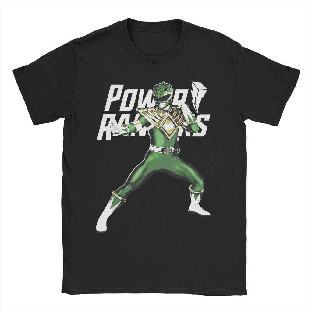 Funny Power Rangers Greens Rangers Karate Action Pose Tshirts Unisex Crew Neck Cotton T Shirt Short Sleeve Tees Gift Idea Tops