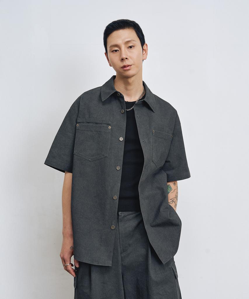 LMR Pigment Two-Pocket Half Shirt Charcoal