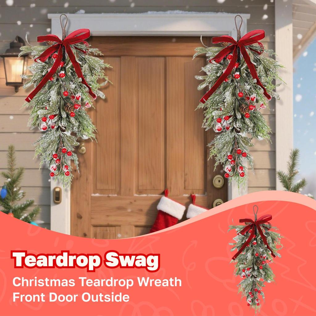 Christmas Teardrop Swag Garland, Entrance Wreath, Artificial Wreath for Housewarming Gifts