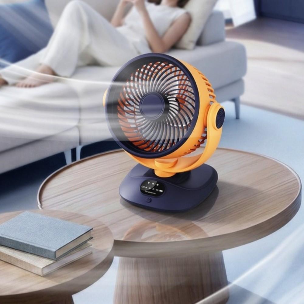 LED Digital Display Desktop Electric Fan 120° Rotating Outdoor Camping Fan Household