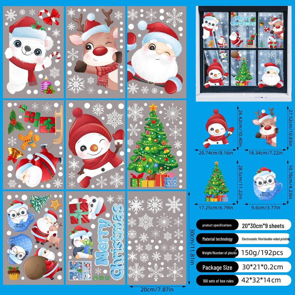 3D Christmas Snow Bear Window Clings - Cute Ice and Snow Bear Stickers for Glass