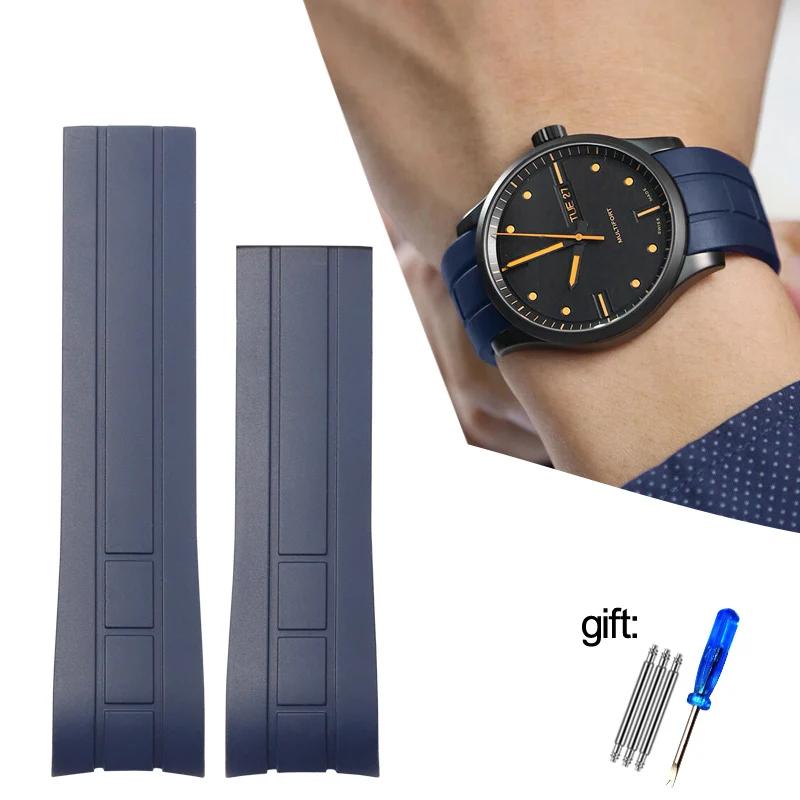 Arc Mouth Rubber Watch Band For Citizen Air Eagle / Mido Helmsman M005 Sao Orange Men's Black Blue Watch Strap 23mm 22mm