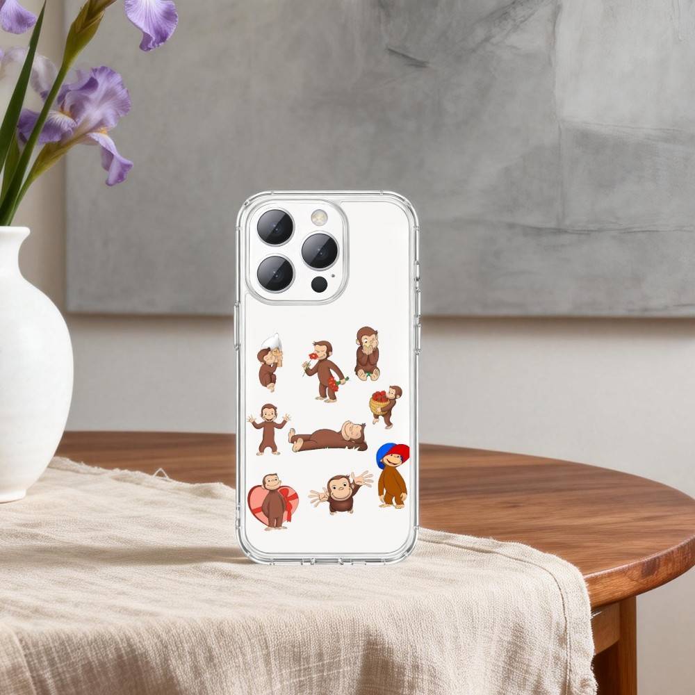 C-Curious G-George M-Monkey Phone Case For iPhone17p,16,15,14,13Pro Max,us,Soft Silicone Transparent Cover