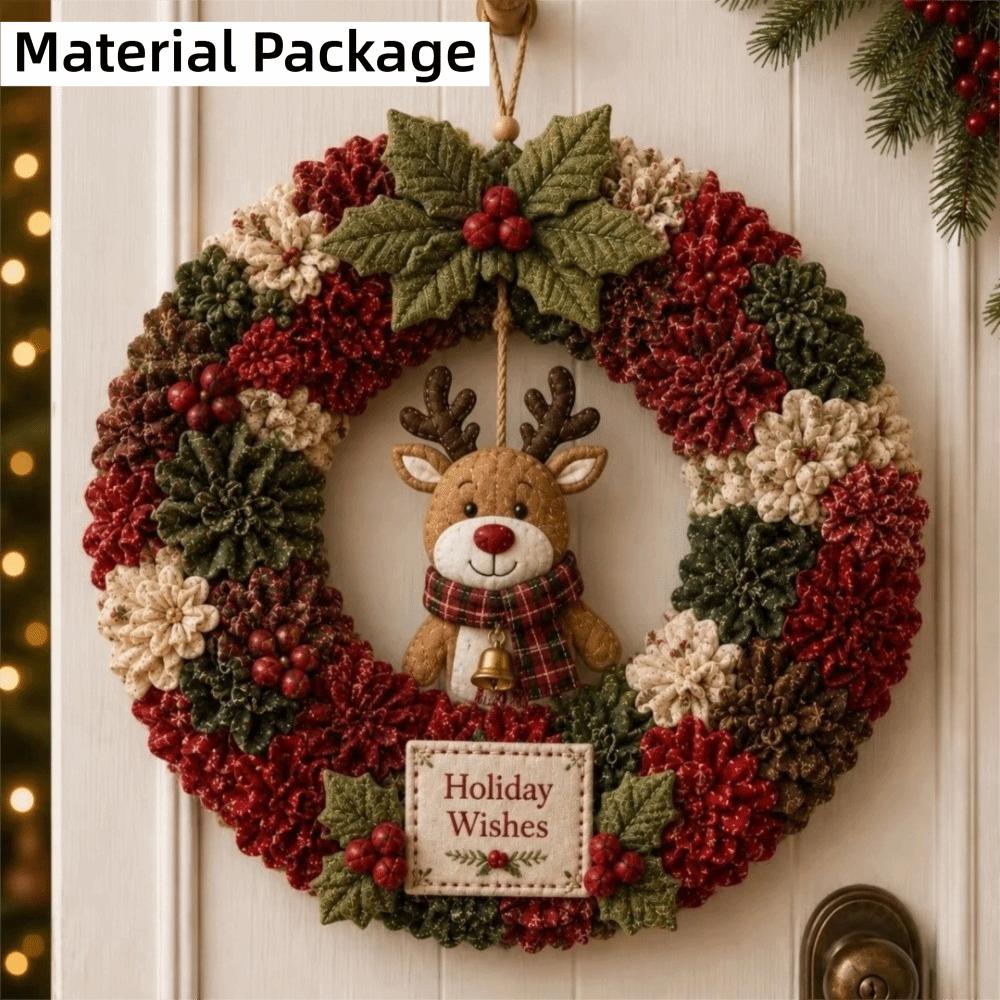 Decorative Flower Fabric Wreath Kit DIY Christmas Wreath Craft Christmas Decorating