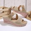 2025 New Plus Size Wedge Slippers Women's Shoes Summer Cutout Wedge Fish Mouth Wedge Platform Beach Slippers