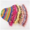 Dopamine-Inspired Retro Color-Blocked Striped Oil Painting-Style Ruffled Bucket Hat Women's Warm Knit Beanie for Fall Winter