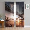 Queensboro Bridge East River At Sunset Chiffon Sheer Curtains for Living Room Bedroom Window Curtain Voiles Tulle Cortinas