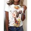 Женская повседневная футболка с коротким рукавом - Причудливый цветочный принт «Спящая и птицы», топ с круглым вырезом, весна, лето, осень, одежда для сна, игривая графическая футболка