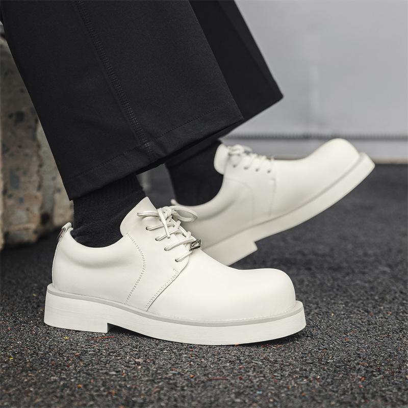 Весна 2024 года, новые туфли, мужские, с круглым носком, трендовые, универсальные, в британском стиле, на низком каблуке, 166166-J