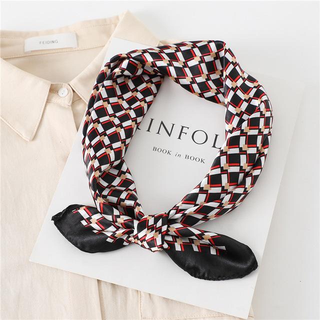 Модный шелковый квадратный шарф для женщин, 60 см, атласная шея, повязка для волос, сумка, мягкий офисный шейный платок, хиджаб, женский платок, бандана