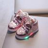 2022 Spring/Autumn Kids' LED Light-Up Bowknot Leather Boots Diamond Sports Shoes