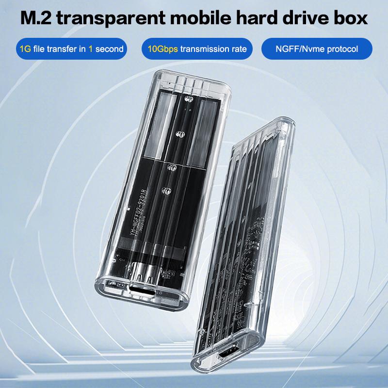 M.2 Nvme Pcie Ngff Sata Протокол Кейс Прозрачный USB Type C 10 Гбит/с Pci-E Прозрачный Внешний Бокс для Жесткого Диска Кейс Для Ноутбука Телефона