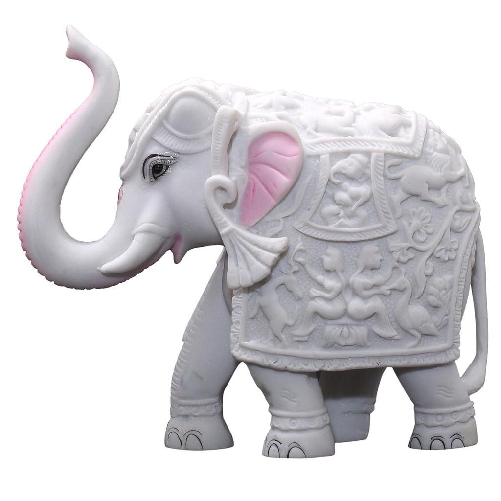 Упаковка из 2 белых слонов, предметы домашнего декора для гостиной, стол, полка, 2 x 3-дюймовая статуя слона из мраморной смолы для Васту, фэн-шуй