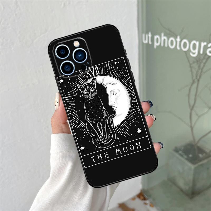 Чехол-кошелек Лунный Таро Кот-Ведьма для iPhone 16 15 11 12 13 14 Pro Max Plus XS X XR 12 13 Mini Задняя крышка