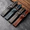 For Handmade First Layer Cowhide Leather Watchband 18 19 20 22 24MM Glossy Oil Wax Leather Blue Brown Men Watch Bracelet Vintage