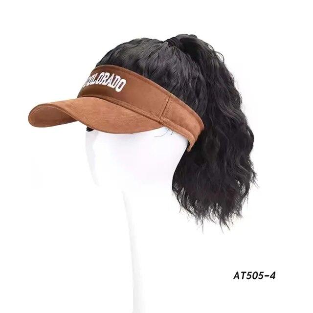 Шляпа парик с синтетическими волосами, летняя шляпа от солнца, бейсболка, короткие волнистые вьющиеся волосы для женщин, мода
