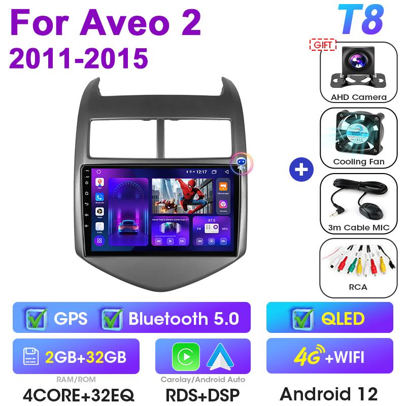 2 Din Android 12 автомобильное радио для Chevrolet Aveo 2 Sonic T300 2011 -2015 мультимедийный видеоплеер GPS 4G Carplay Auto Stereo RDS DVD