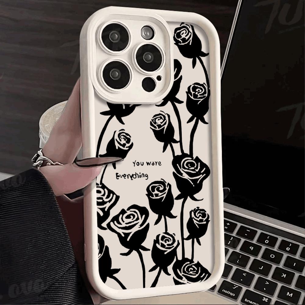 Цветочный узор с розами для iPhone 15 14 13 12 11 Pro Max XS X XR Max Mini IPhone 7 8 Plus SE 2022 Ударопрочный Конфетный Мягкий Чехол