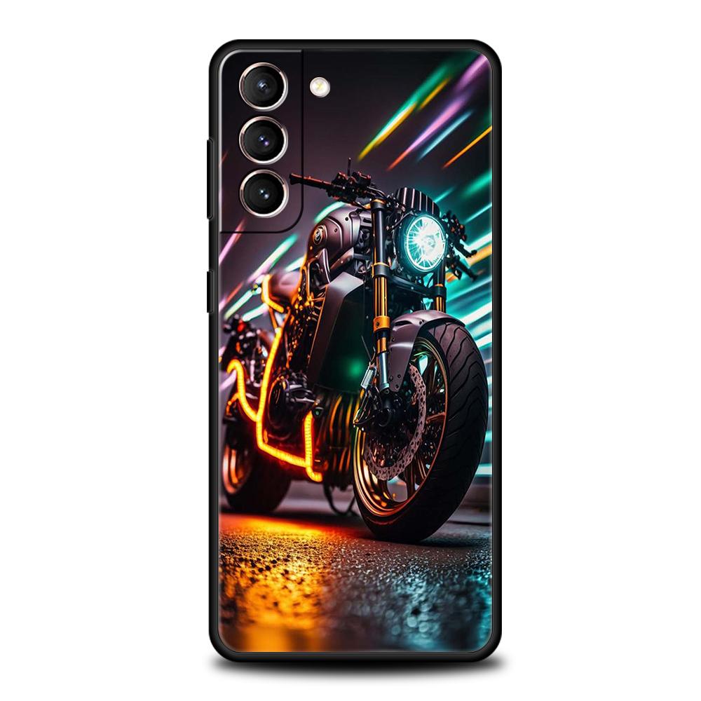 Motorcycle Case for Samsung Galaxy S24 S23 S22 S20 S21 FE Ultra S24 S23 S10 S10E S9 S8 Plus 5G Silicone Phone Cover Fundas Capas