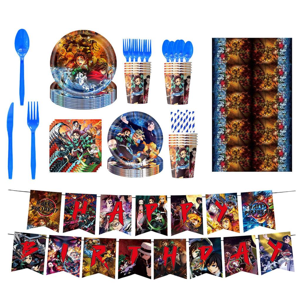 Набор одноразовой посуды для украшения вечеринки в стиле аниме подходит для дней рождения и посиделок.