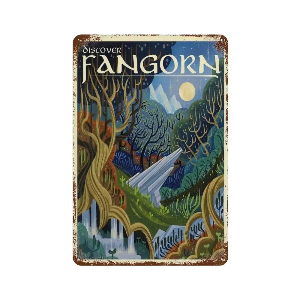 Abstract Ring Art Retro Travel Poster Metal Tin Sign Plaque Vintage Film Mordor Castle Lord Magic Wall Kid Bed Room Home Deco