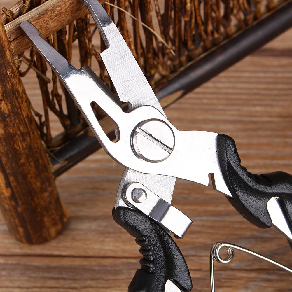 Fishing Pliers Split Ring Scissors Wire Line Cutter Hook Removers Tackle   Bag Black