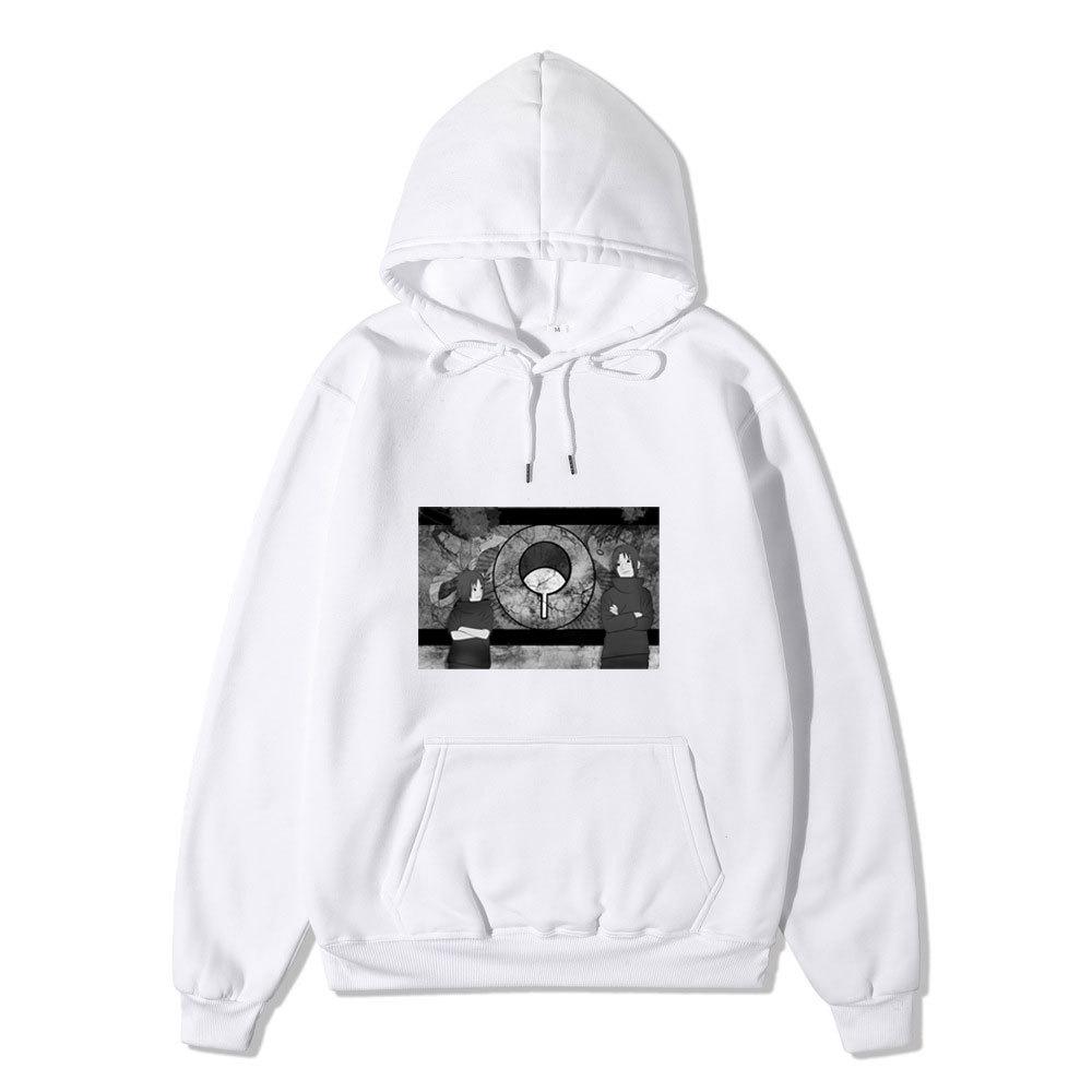 Unisex Naruto Uchiha Brothers Fleece Hoodie, Itachi Sasuke Clan Symbol Manga Style Anime Pullover Sweatshirt