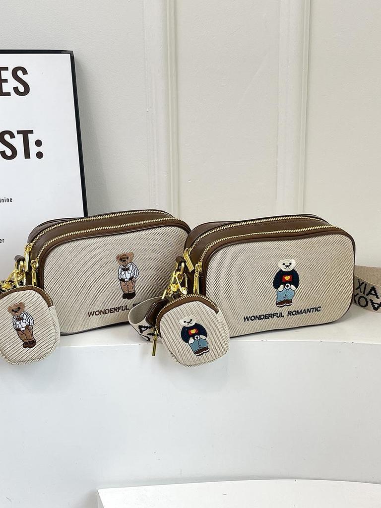 Katie Bear 2025 Autumn Fashion Canvas Crossbody Bag - Stylish & Trendy Women's Accessory