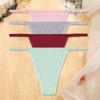 FINETOO 4Pcs/set Women Cotton Thongs Adjustable Waistband Underwear Low-Rise Sexy G-string Panties Ladies Soft Bikini Underpants