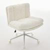 W26.4 inch Wider Seat Office Chair,Artificial rabbit hair Home Chair with Metal Base,Adjustable Desk Swivel Chair,Vanity Chair(Cream) ,DE1875CM