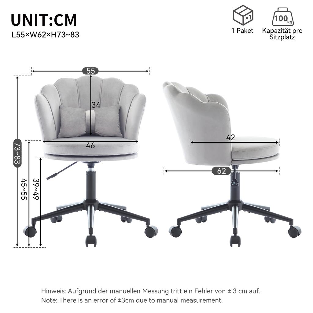 Modern Design: Dressing Chair, Office Chair, Petal-Shaped Backrest, Butterfly-Shaped Lumbar Cushion, Height-Adjustable, Soft Seat Cushion.