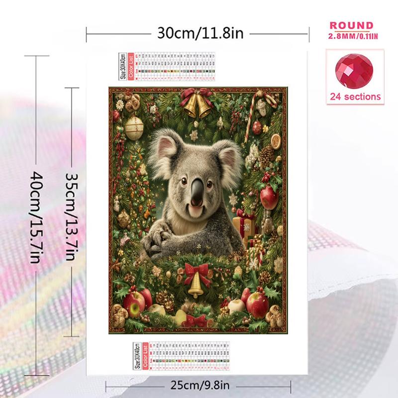 Christmas koala Pattern 3pcs 100% Round Full Drill 5D DIY Diamond Painting Embroidery Cross Stitch Rhinestone Décor
