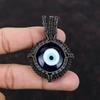 Синий цвет Подвеска от сглаза Медная проволока Кулон Обмотка из проволоки Ювелирные изделия ручной работы Оригинальный кулон с драгоценными камнями Подарок на годовщину Медные украшения