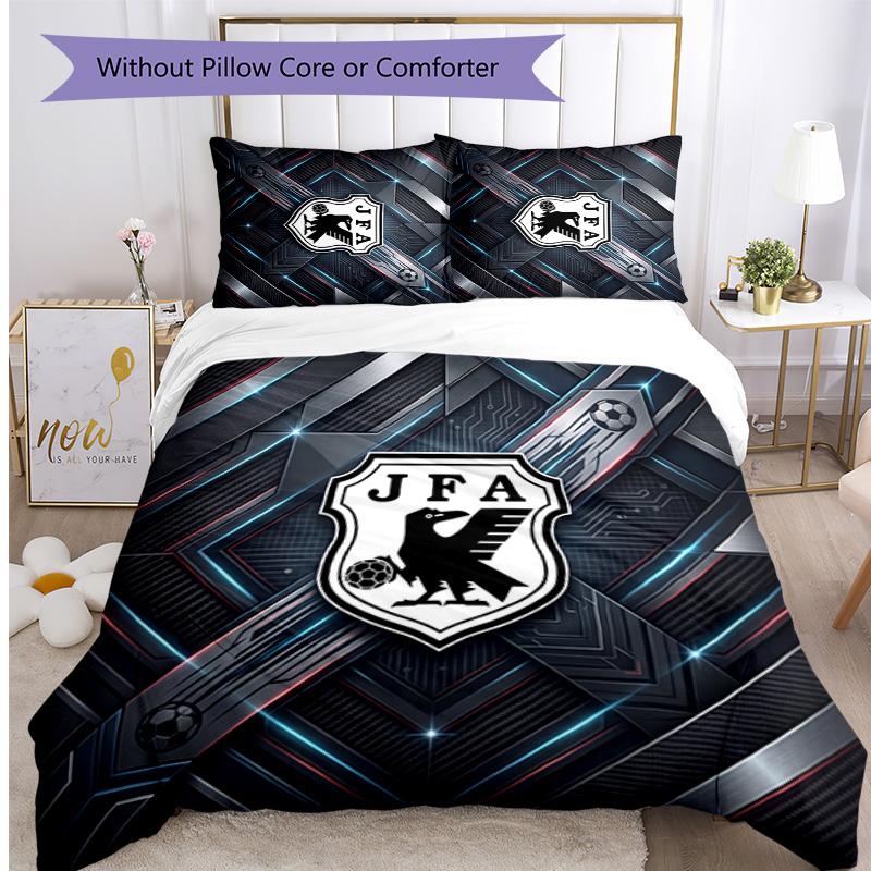 Japan Football Printed Bedding 3 Piece Set Cozy Breathable Bed Cover Set as Housewarming Holiday Gift